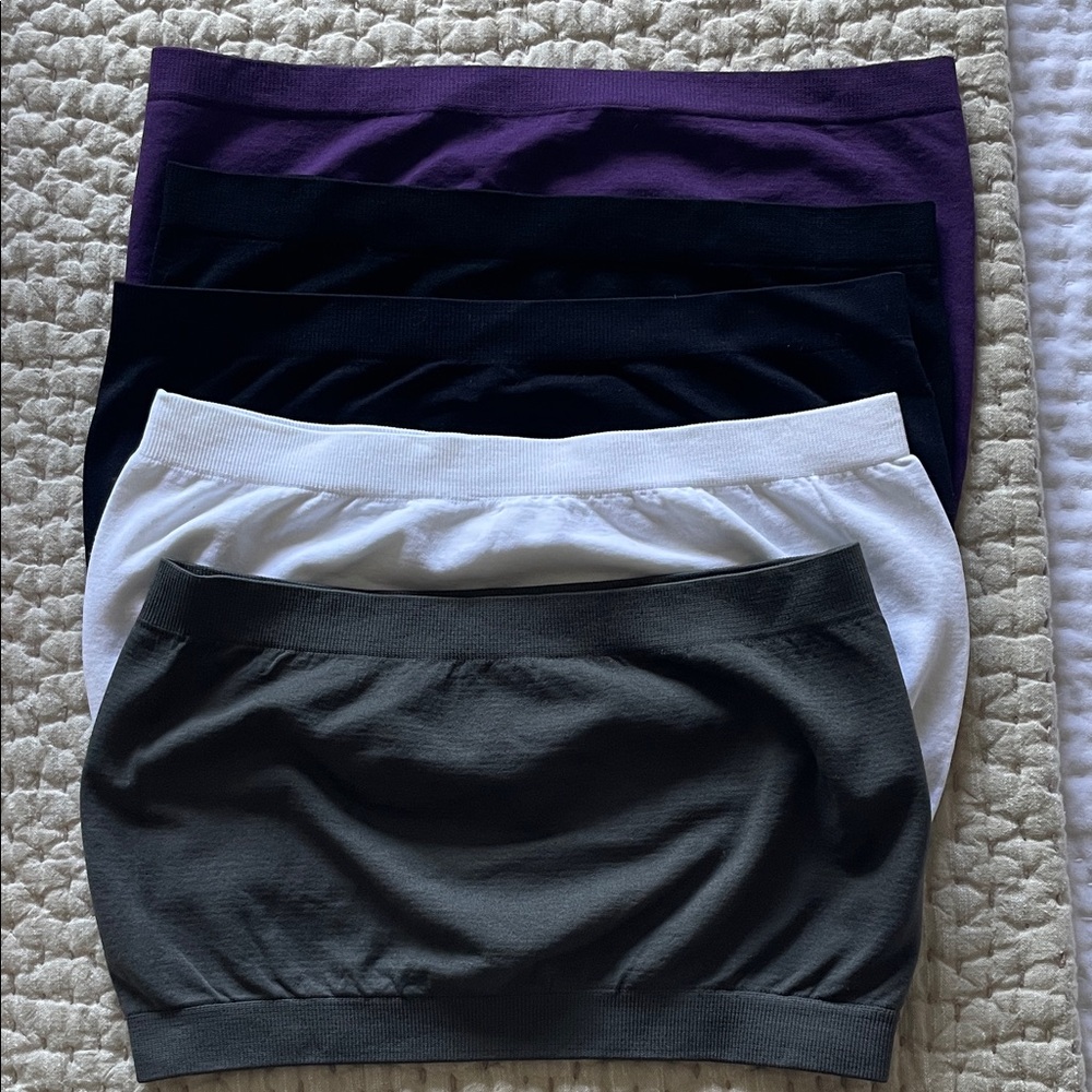 Women's Multi-Pack Bandeau Set - Black, White, Purple, Gray One Sixe